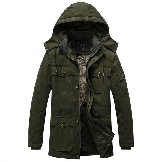 Herren Canvas-Parka mit gesteppter Thermofütterung, Kunstfell-Innenfutter und Kapuze Nord Taschen