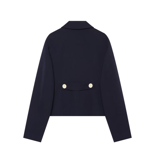 Damen Kurz geschnittene Utility-Jacke mit Schulterklappen und großen Kontrastknöpfen Nord Taschen
