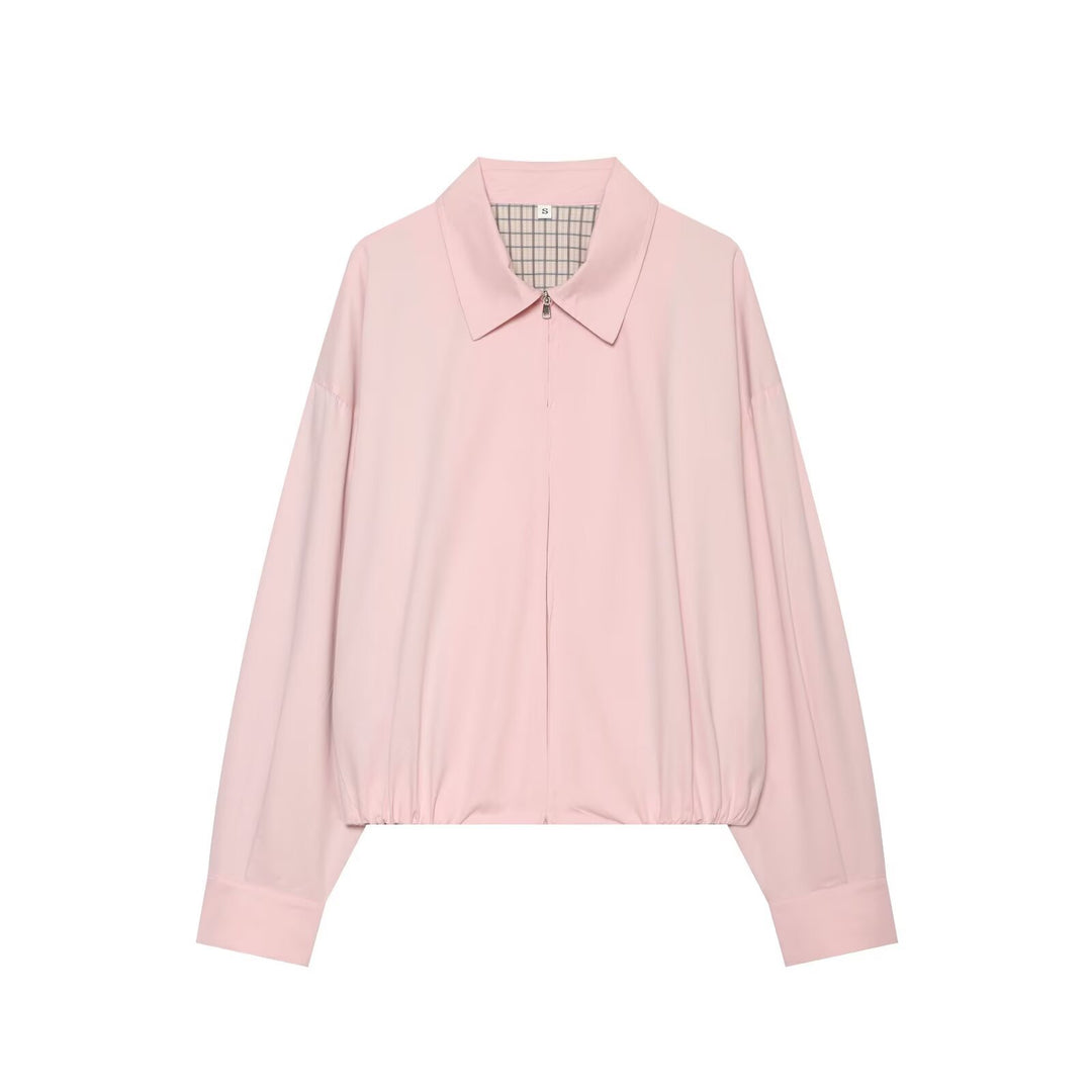 Damen Leichter Cropped‑Blouson mit Hemdkragen, verdecktem Reißverschluss und elastischem Saum Nord Taschen