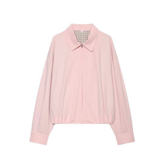 Damen Leichter Cropped‑Blouson mit Hemdkragen, verdecktem Reißverschluss und elastischem Saum Nord Taschen