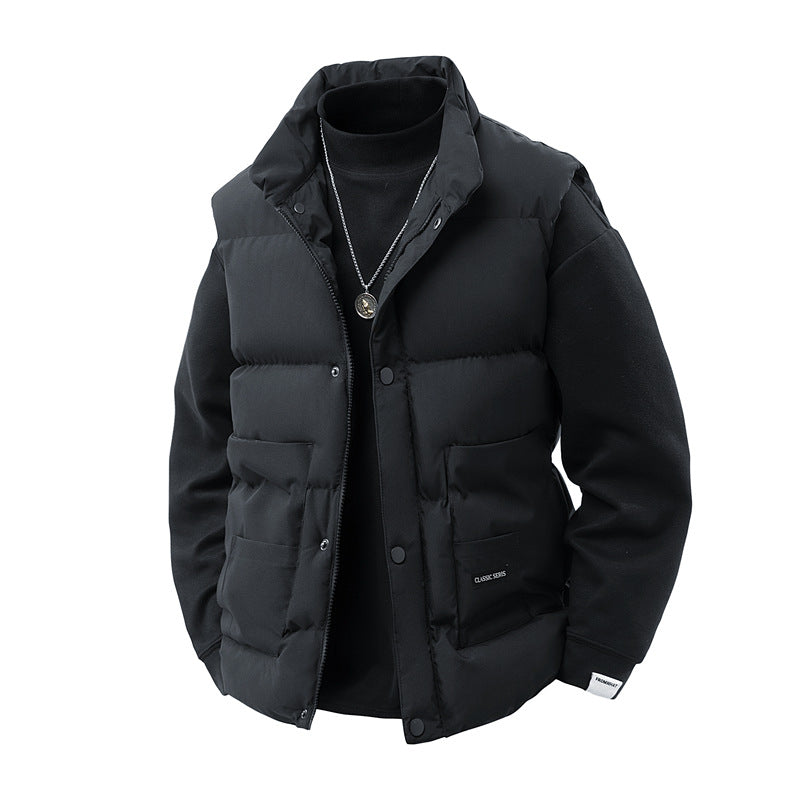 Herren Thermo‑Steppweste mit hoher Kragenblende, Druckknopf‑Front & aufgesetzten Utility‑Taschen Nord Taschen