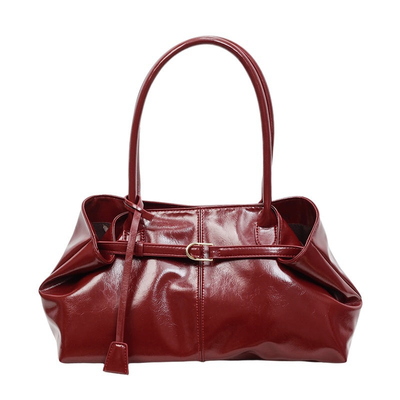 Damen elegante Handtasche mit glänzendem Finish Nord Taschen