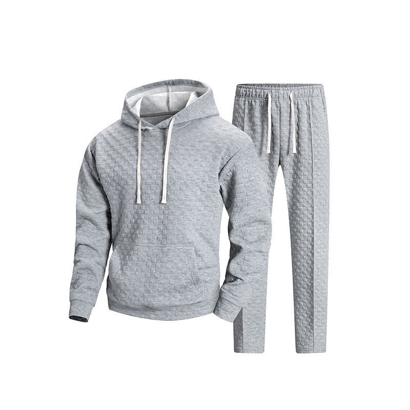 Herren Texturiertes Freizeit-Trainingsset mit Kapuzenpullover und konischer Jogginghose Nord Taschen