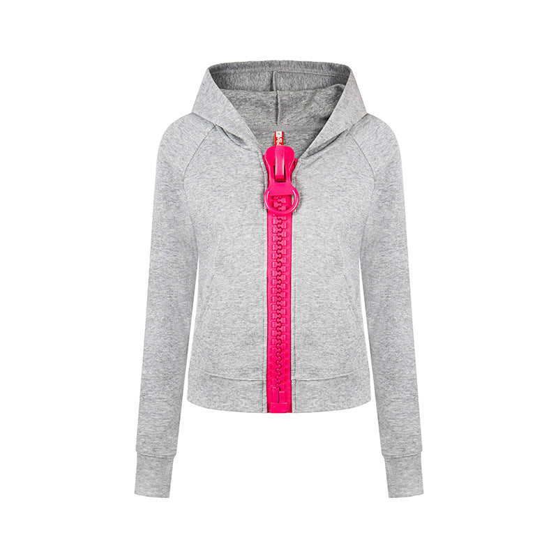 Damen Kapuzen-Sweatjacke mit übergroßem Reißverschluss und legerer Passform Nord Taschen