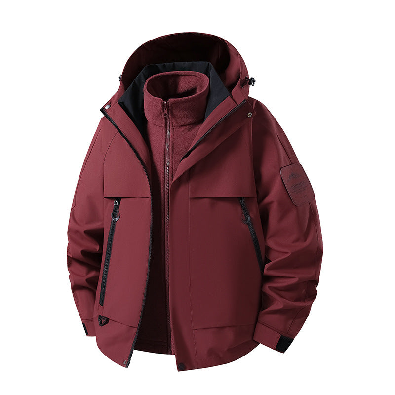 Herren multifunktionale Wasserfeste Softshell-Regenjacke mit abnehmbarer Fleece-Innenjacke Nord Taschen