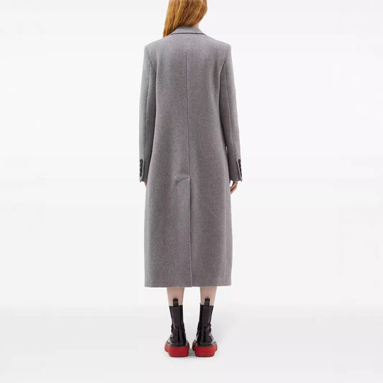 Damen Maxilanger Einreihiger Longcoat im minimalistischen Tailoring mit Pattentaschen Nord Taschen