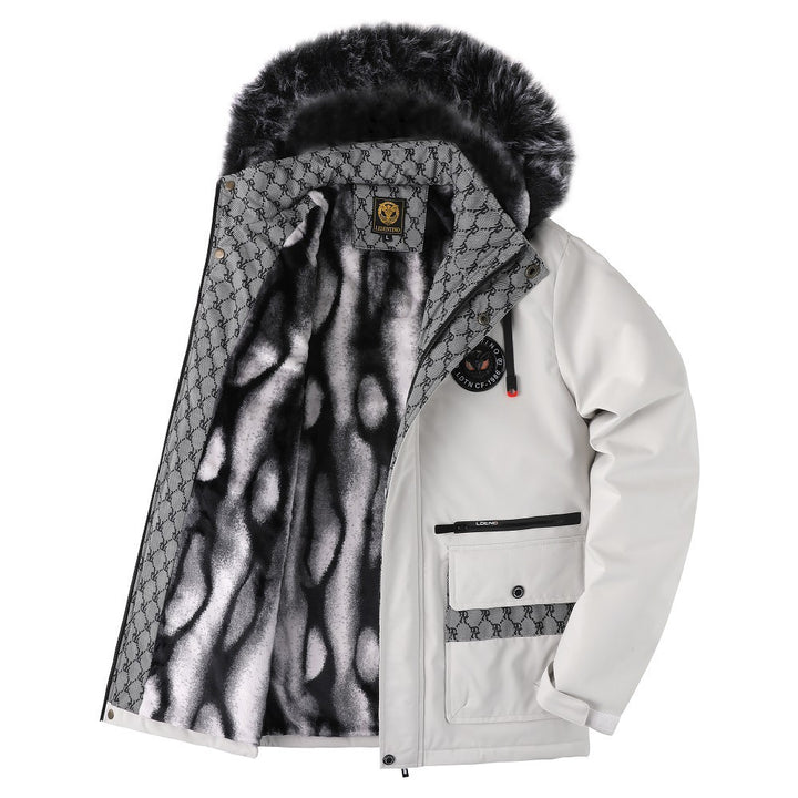 Herren  gefütterte Winterparka mit Kunstfellkapuze, Thermoisolierung und multifunktionalen Taschen Nord Taschen