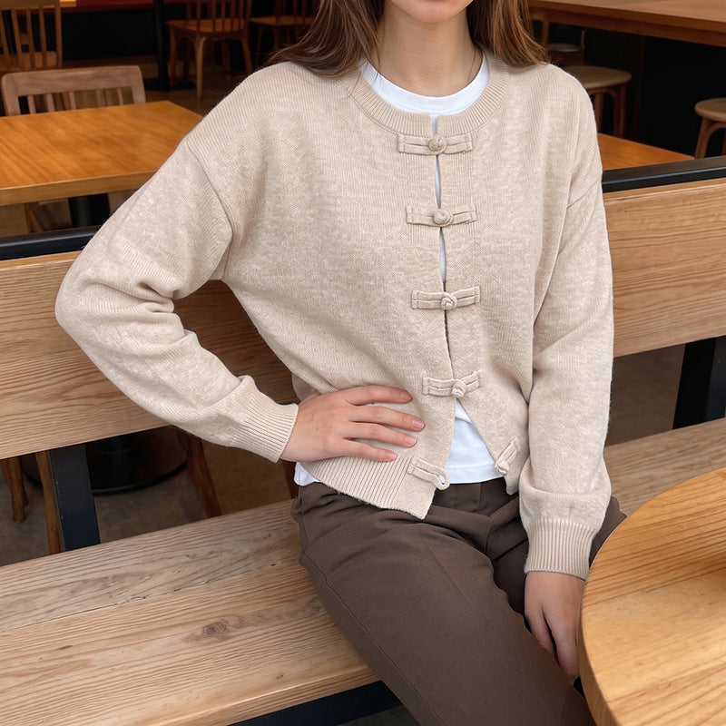 Damen Elegante Strickjacke mit Knopfdetails Nord Taschen