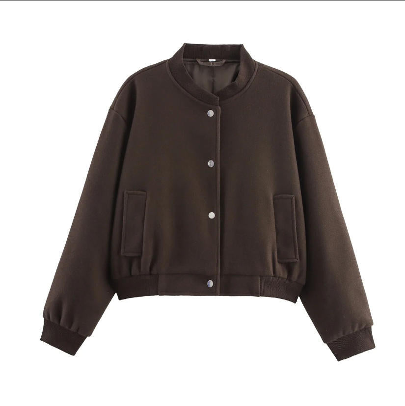 Damen 70+ kurze Wollmix‑Blousonjacke mit Reißverschluss, Hemdkragen und Pattentaschen Nord Taschen