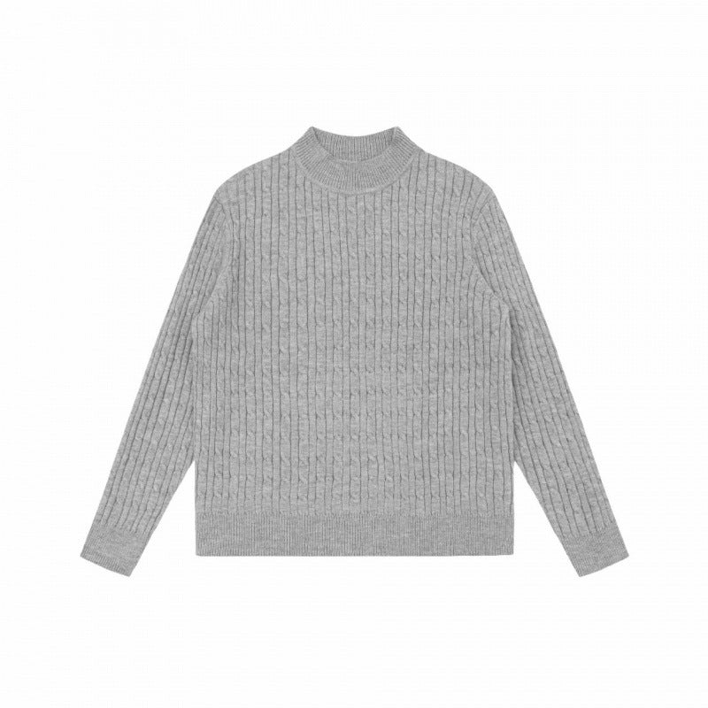 Unisex Oversize Zopfmuster-Pullover mit kurzem Stehkragen und geripptem Saum Nord Taschen