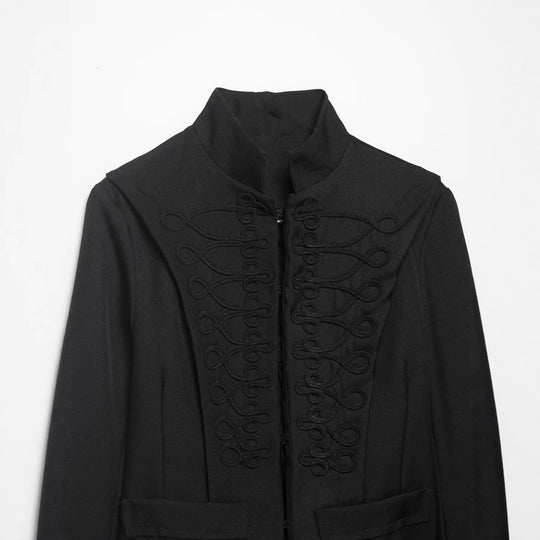 Damen Cropped‑Militärblazer mit Stehkragen, dekorativen Schlaufen und fransigem Saum Nord Taschen