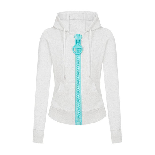 Damen Kapuzen-Sweatjacke mit markantem Zierreißverschluss und Kängurutasche Nord Taschen