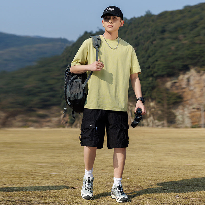 Herren Oversize-T‑Shirt aus schwerem Baumwolljersey mit weitem Schnitt und verstärktem Rundhals Nord Taschen