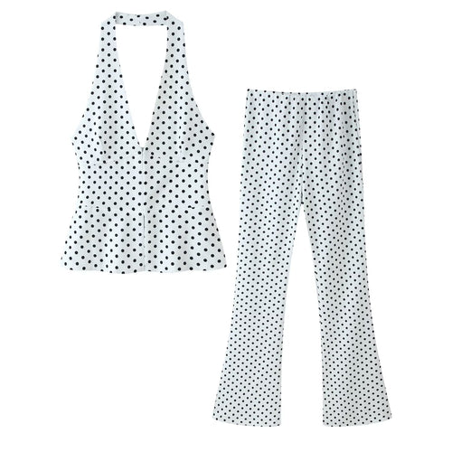 Damen Hochtaillierte Flare-Hose mit Gummibund und Polka-Dot-Print Nord Taschen