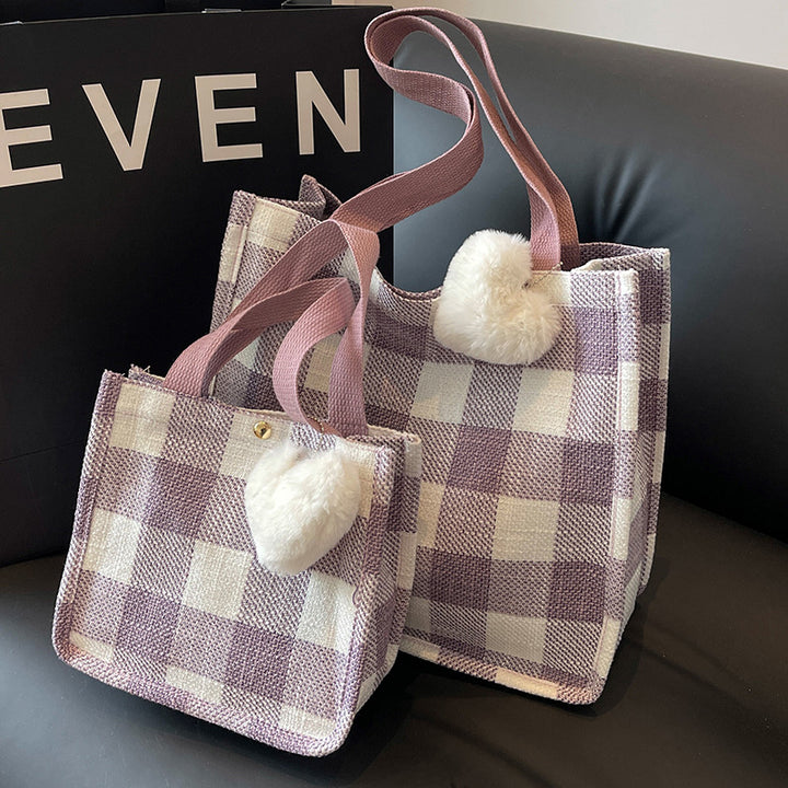 Damen modische Baumwolltasche im trendigen Karo-Design Nord Taschen