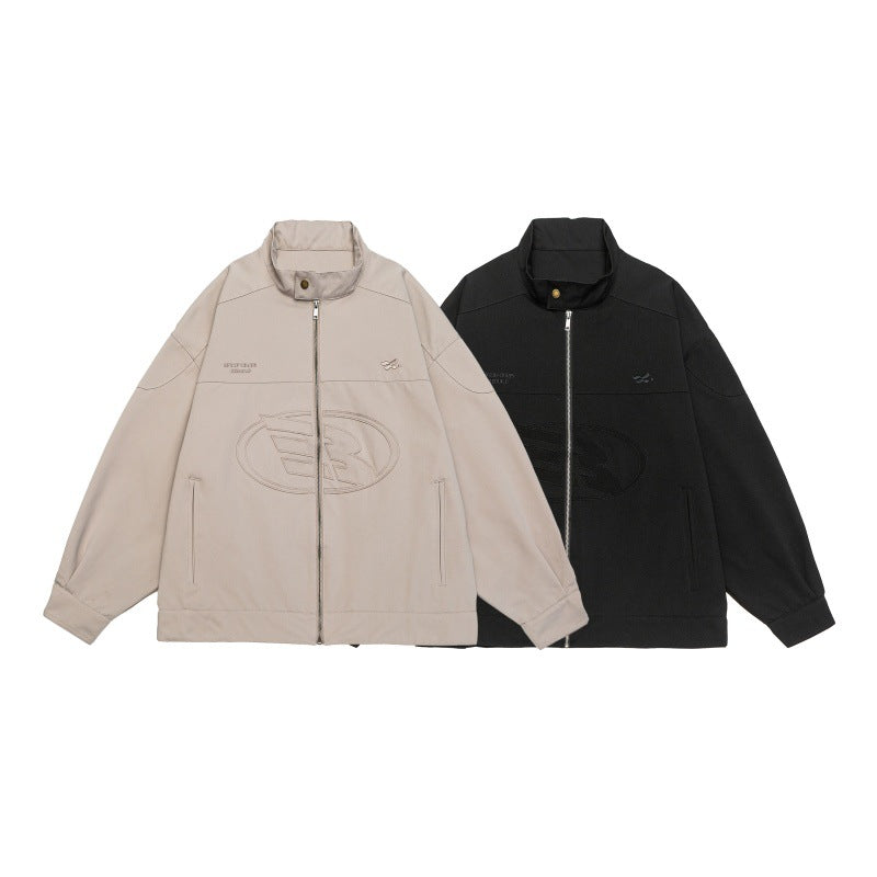 Unisex Boxy-Zipjacke im Oversized-Cut mit Stehkragen und tonaler Logoprägung Nord Taschen