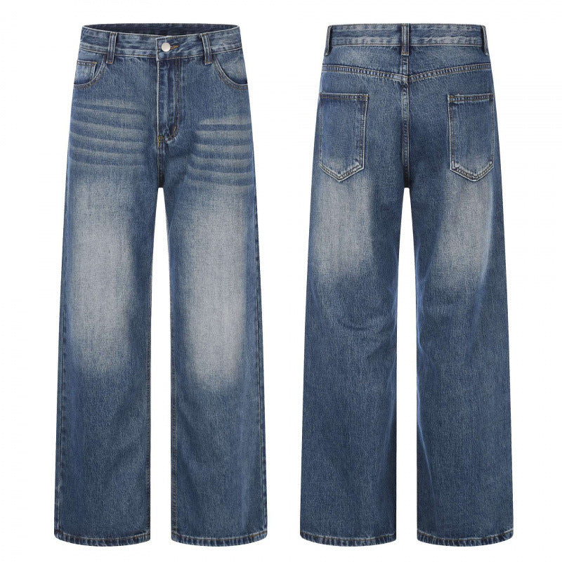 Damen Highwaist-Jeans mit weitem Bein und Vintage-Waschung Nord Taschen