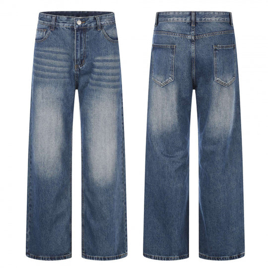 Damen Highwaist-Jeans mit weitem Bein und Vintage-Waschung Nord Taschen