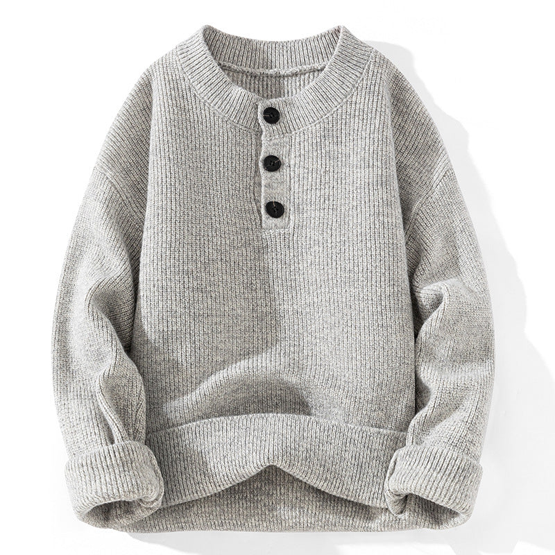 Unisex Grobstrick-Henley-Pullover mit halber Knopfleiste und Rippstruktur Nord Taschen