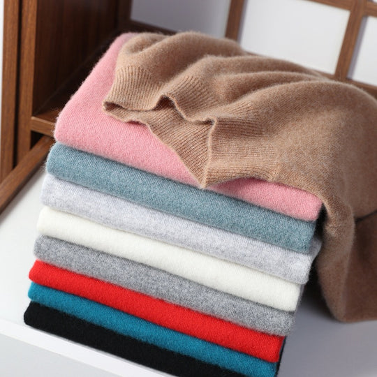 Damen Luxuriöser Kaschmir-Feinstrickpullover mit Stehkragen Nord Taschen