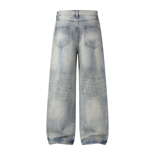 Damen Weite Highwaist-Jeanshose im Balloon-Schnitt mit Used‑Effekt und elastischem Saum Nord Taschen