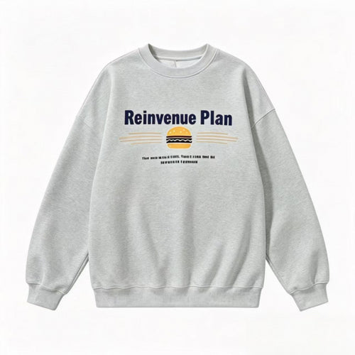 Unisex Oversize-Sweatshirt mit Retro-Burger-Print, Rundhalsausschnitt und gerippten Bündchen Nord Taschen