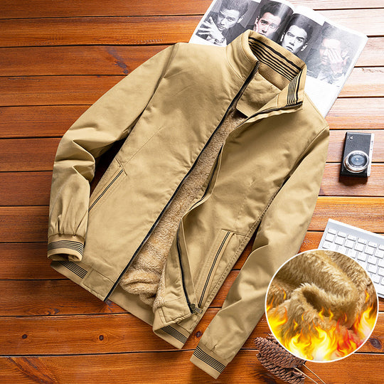Herren Leichte Canvas-Übergangsjacke im Bomberstil mit gestreiftem Rippkragen und verdecktem Reißverschluss Nord Taschen