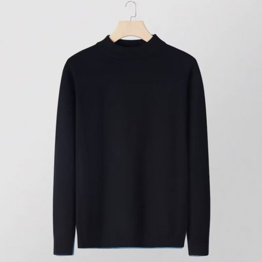 Damen Feinstrick-Stehkragenpullover aus Baumwollmix mit gerippten Bündchen Nord Taschen