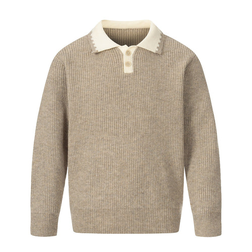Herren Grobstrick-Polopullover mit Kontrastkragen und Halbknopfleiste Nord Taschen