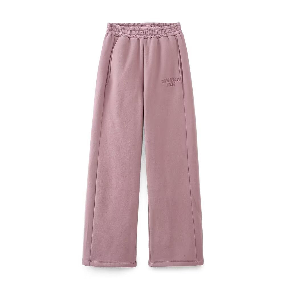 Damen Weite Fleece-Jogginghose mit hohem Elastbund, Eingrifftaschen und dezenter Logostickerei Nord Taschen