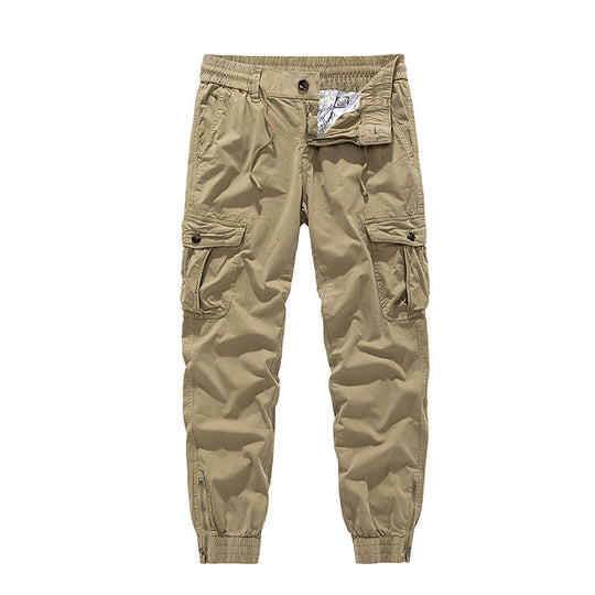 Herren Tapered-Cargo-Jogger aus Baumwoll-Twill mit elastischem Tunnelzugbund, Klapp-Utility‑Taschen und Knöchelreißverschlüssen Nord Taschen