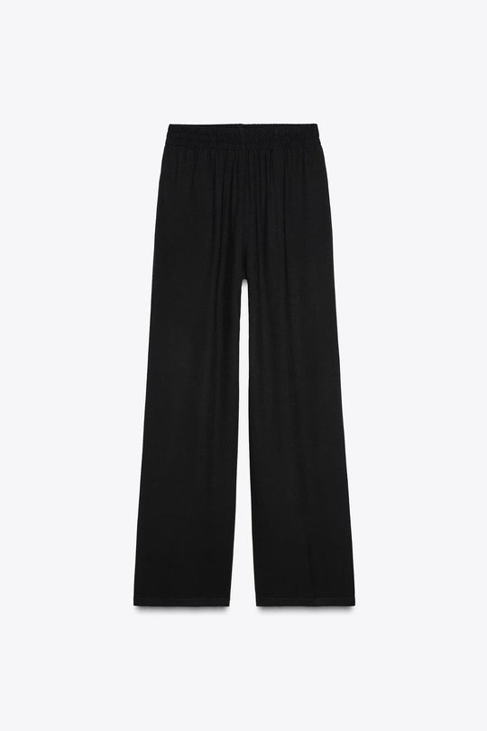 Damen Weiche Jersey-Palazzohose mit elastischem Bund und weitem Bein Nord Taschen