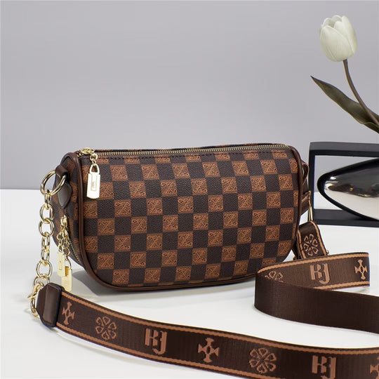 Damen elegante Umhängetasche mit feinem Monogramm und abnehmbarem Schulterriemen Nord Taschen