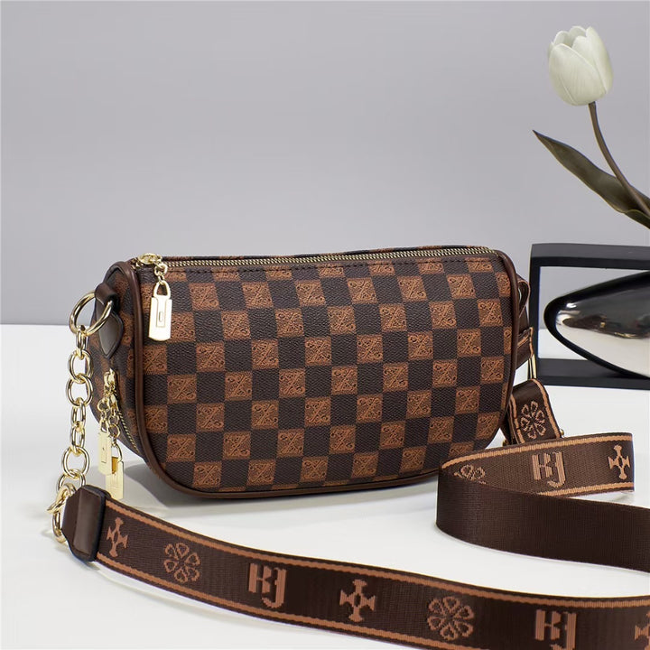 Damen elegante Umhängetasche mit feinem Monogramm und abnehmbarem Schulterriemen Nord Taschen