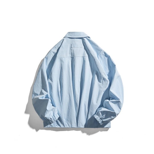 Unisex Leichtes Overshirt-Jacke im Boxy-Cut mit Hemdkragen und elastischen Ärmelbündchen Nord Taschen