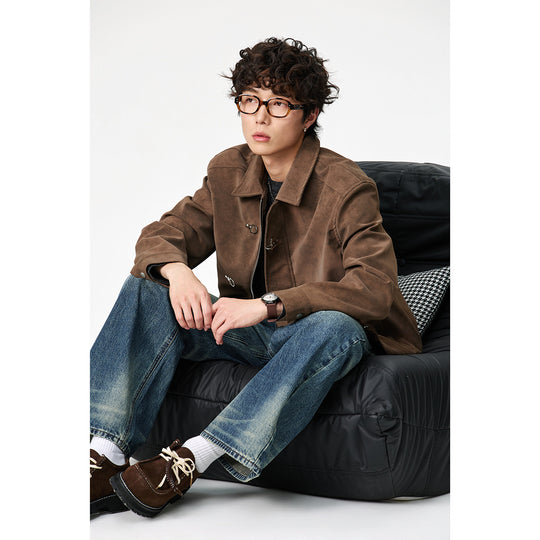 Unisex Kurz geschnittener Blouson in Wildlederoptik mit markanten Knebelverschlüssen Nord Taschen