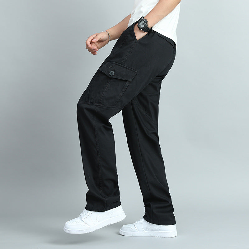 Herren Robuste Canvas-Cargohose mit geradem Bein, Knieabnähern & Klappentaschen Nord Taschen