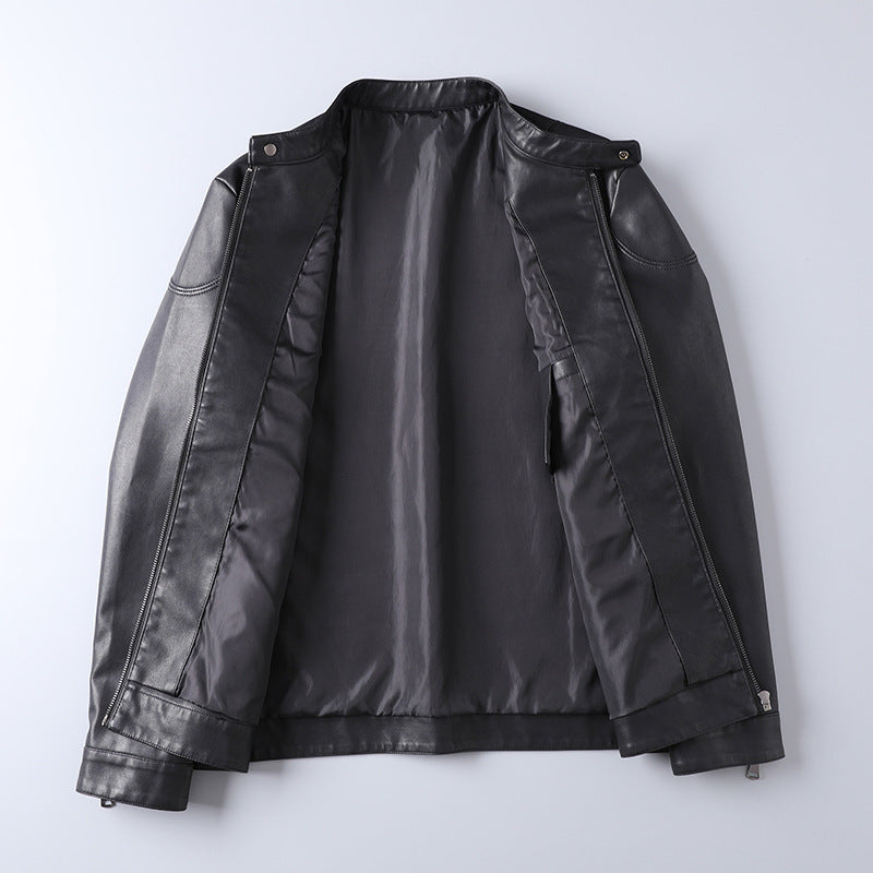 Herren Minimalistisches Kunstleder-Blouson mit Stehkragen und seitlichen Reißverschlusstaschen Nord Taschen
