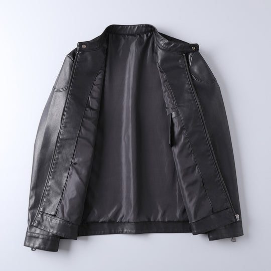 Herren Minimalistisches Kunstleder-Blouson mit Stehkragen und seitlichen Reißverschlusstaschen Nord Taschen