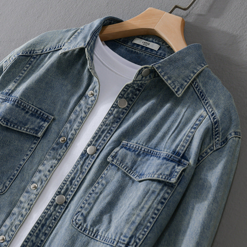 Herren lässiges Oversize Jeanshemd Nord Taschen