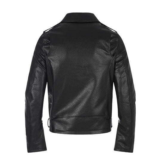 Herren Lederimitat-Bikerjacke mit asymmetrischem Reißverschluss und Ösengürtel Nord Taschen