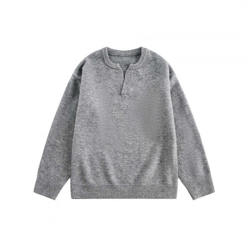 Unisex Boxy-Feinstrickpullover mit halber Henley‑Öffnung, Rundhals und gerippten Abschlüssen Nord Taschen