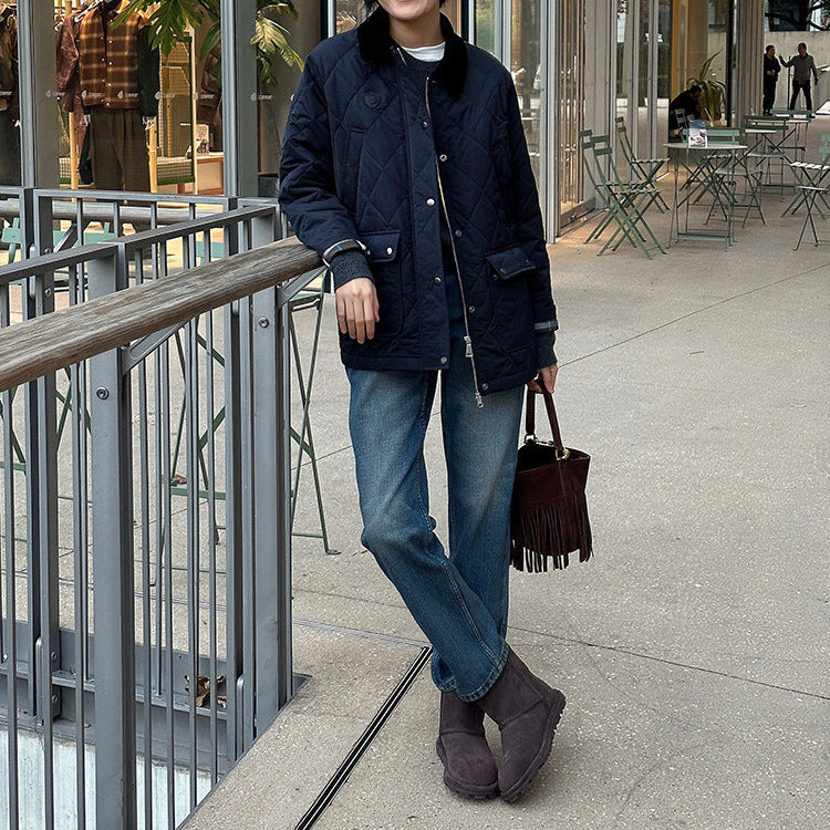 Damen Modische Steppjacke mit hochgeschlossenem Kragen und großen Taschen Nord Taschen