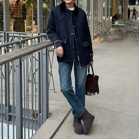 Damen Modische Steppjacke mit hochgeschlossenem Kragen und großen Taschen Nord Taschen