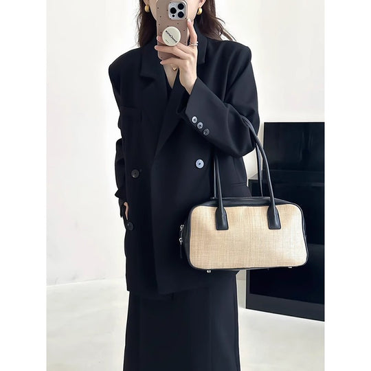 Damen Oversize-Sakko mit kastiger Weste und knöchellangem Midirock Nord Taschen