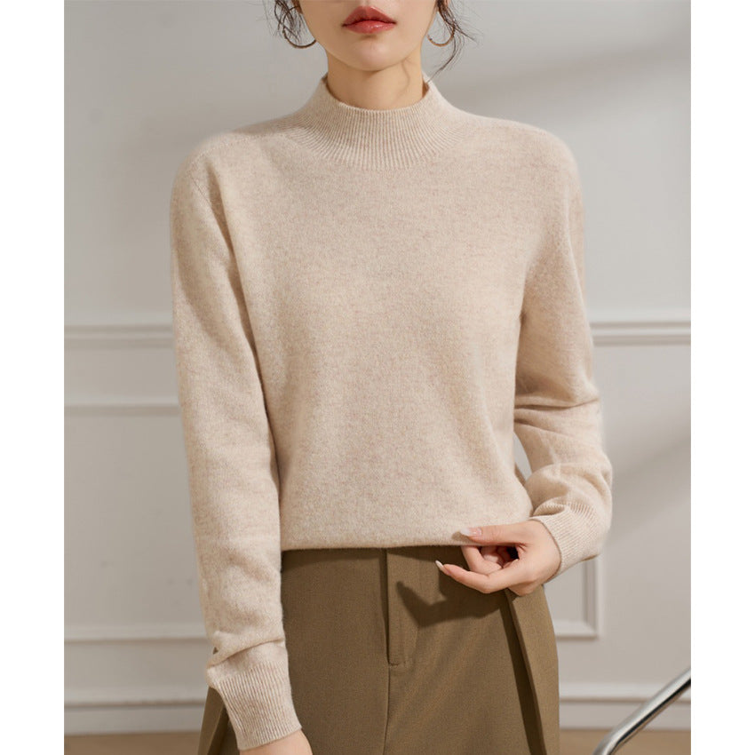 Damen Feiner Feinstrick-Pullover mit kurzem Stehkragen und Kaschmir-Optik Nord Taschen