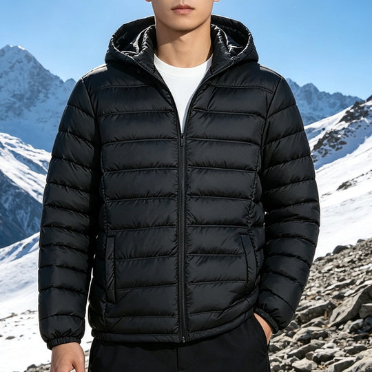 Herren Wattierte leichte Kapuzensteppjacke mit Thermofüllung und durchgehendem Reißverschluss Nord Taschen