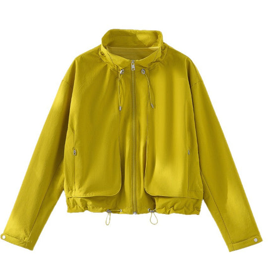 Damen Leichte Kurzjacke mit hohem Kragen, Tunnelzug und aufgesetzten Taschen Nord Taschen