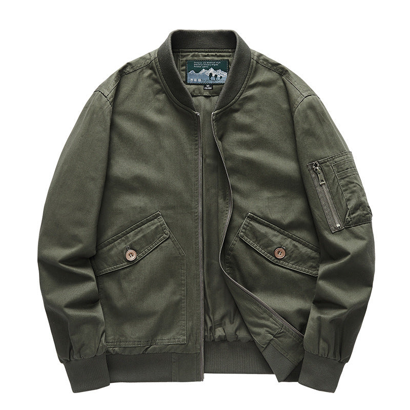 Herren Canvas-Bomberjacke im Utility-Fieldstil mit Ärmeltasche, Pattentaschen und geripptem Bund Nord Taschen