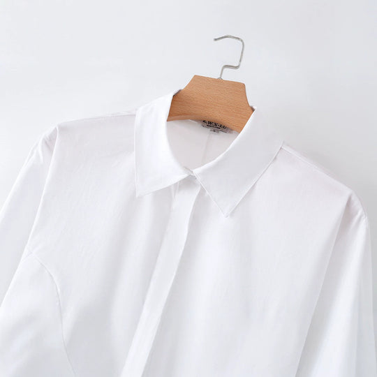 Damen Taillierte Popelinbluse mit Brustabnähern und verdeckter Knopfleiste Nord Taschen